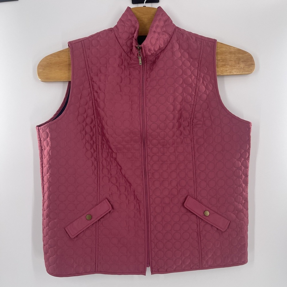 Allison Daley Vest Womens Quilted Zip Up Jacket Snap Pockets Sz M